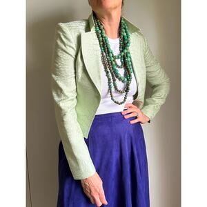 Vintage 90s Alberto Makali Bolero Jacket Pastel Green Cropped Suit Jacket Size 2